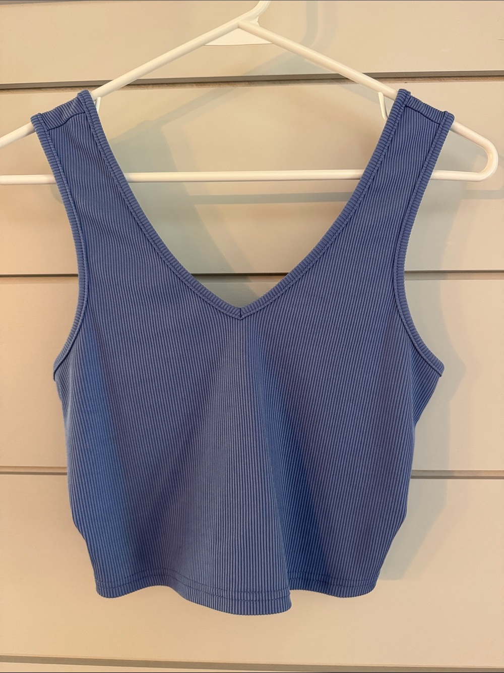 SHEIN Purple Ribbed V-Neck Crop Tank